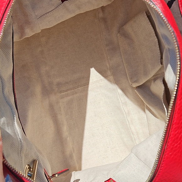 Gucci Soho Red Leather Bag GG Logo Gold Chain Tassel w/Everything - Picture 8 of 14